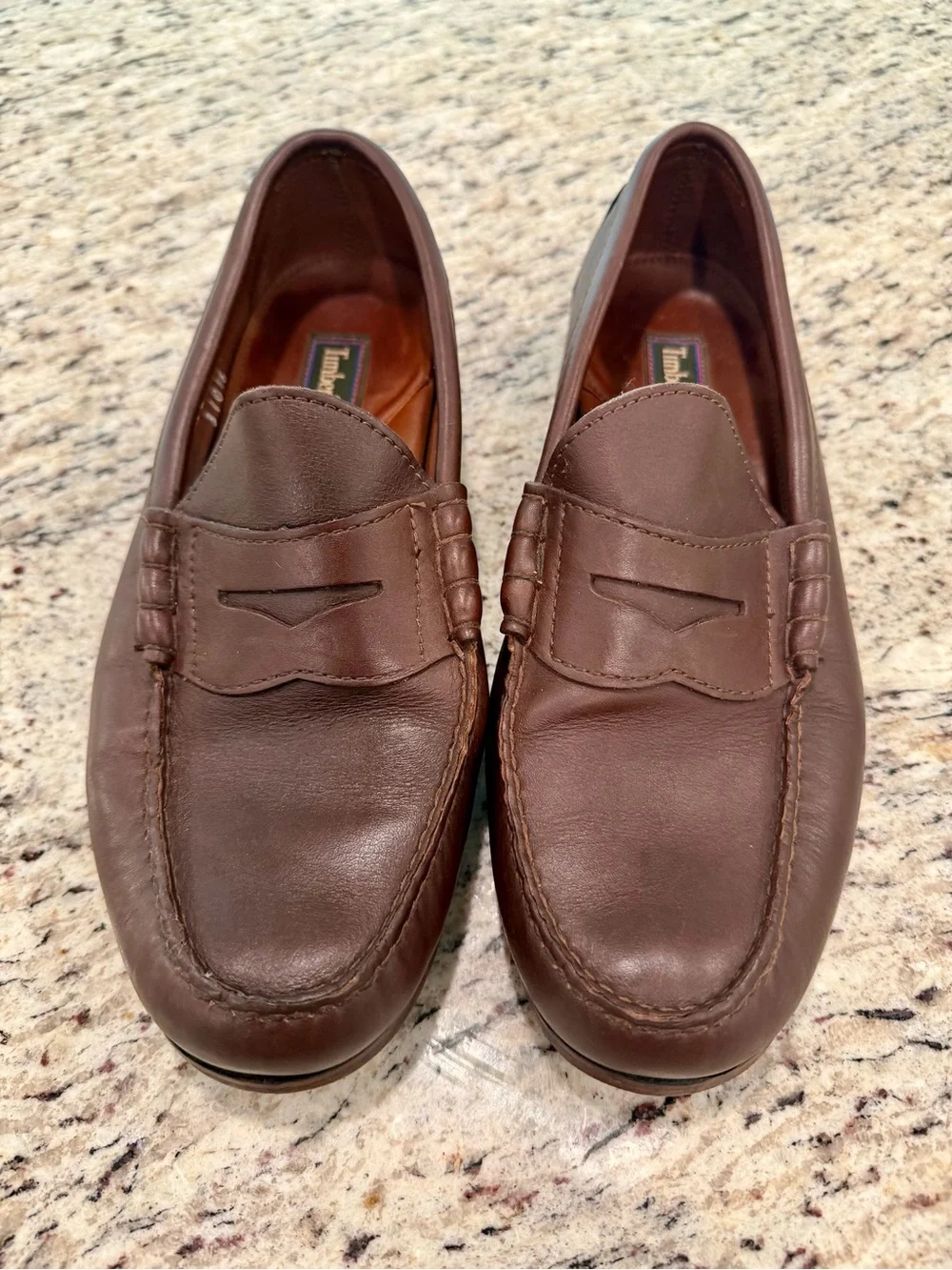 Vtg 90s Timberland Men's Burgundy Leather Penny Loafers in size 8.5 W Wide